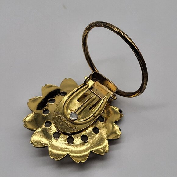 VTG Gold Tone Scarf Clip Floral West Germany - Picture 3 of 6